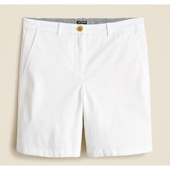 J.Crew 7" Heritage Classic Chino Short Sz 8 White Highrise Slant Pockets Stretch - Picture 1 of 6